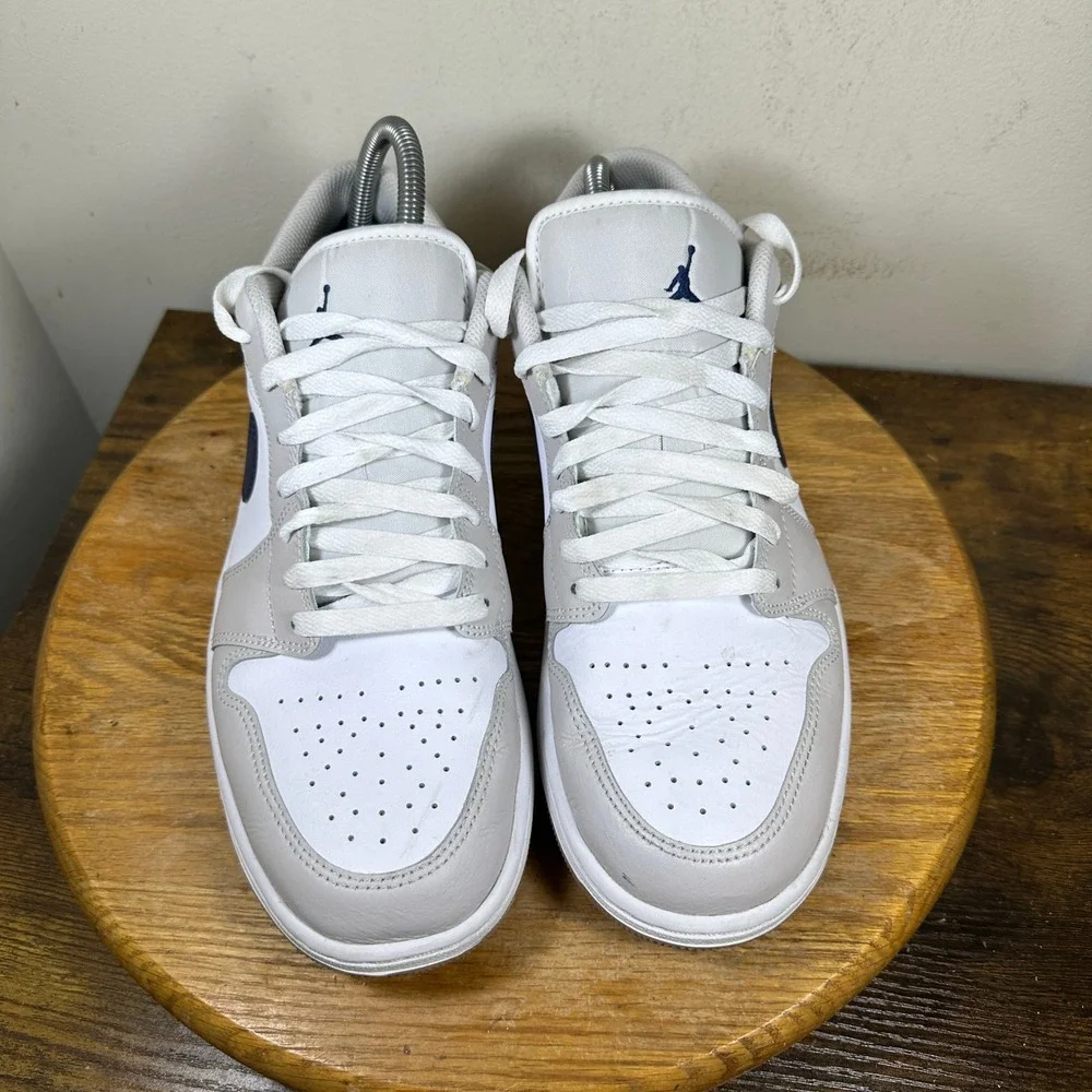 Air Jordan 1 Low White Grey Midnight Navy Gum 553558-146 Mens 10.5